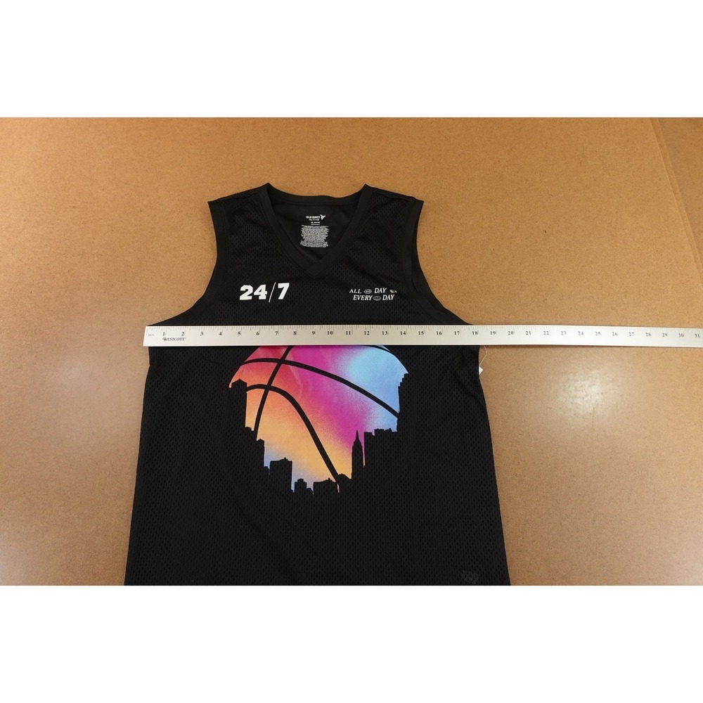 Old Navy Boys X-Large Black Mesh V-Neck Graphic Breathable Basketball Tank Top - Picture 8 of 12